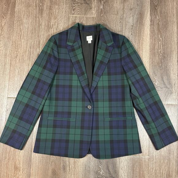 J Crew Black Watch Plaid Sz 6 Blazer Academia Old Money Preppy Women - Picture 1 of 13